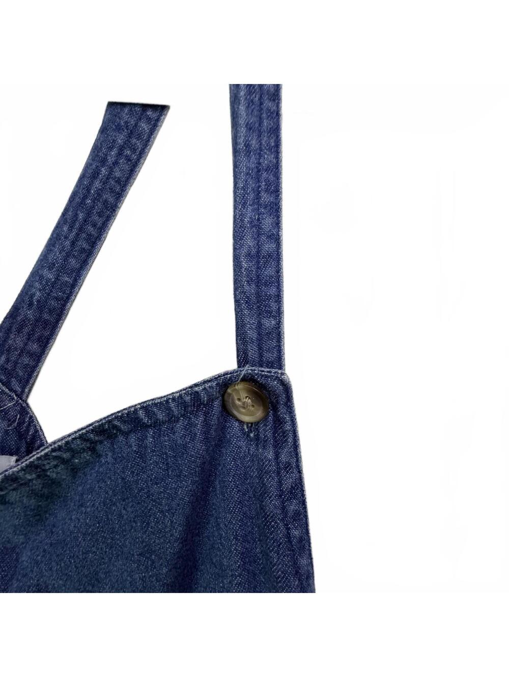 Vintage 90s Denim Pinafore Dress Bedford Fair Blue Midi M - Picture 4 of 6